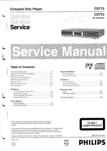 Service manuel instructions - service, d'instructions